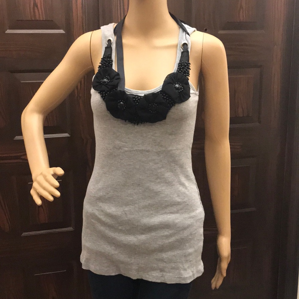 Embellished gray tank top NWOT